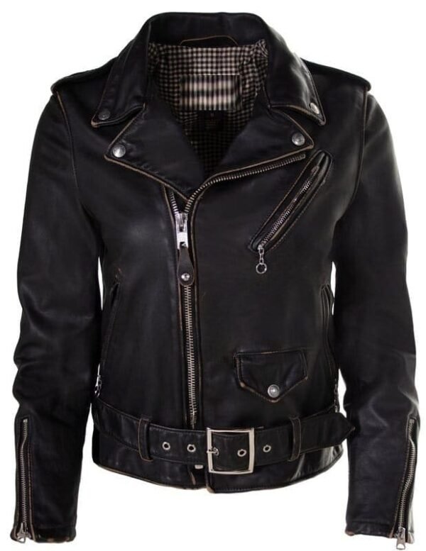 Women's Hand Vintaged Cowhide Perfecto Jacket - Image 10