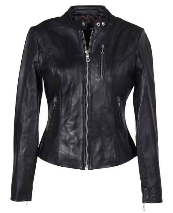 Women's Lambskin Cafe Leather Jacket - Image 5