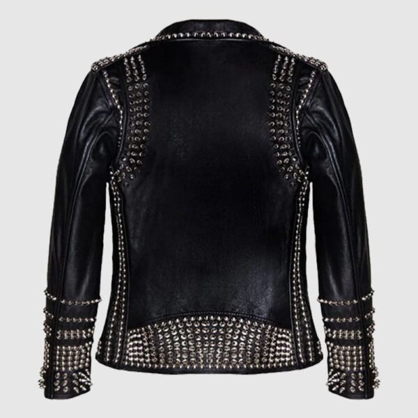 Women Black Studded Leather Jacket Gothic Ladies Leather Jacket - Image 2