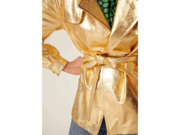 Gold Leather Coat Women - Image 3