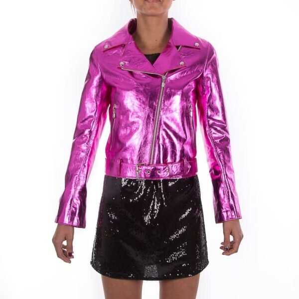 Metallic hot pink Italianskins Women Leather Jacket