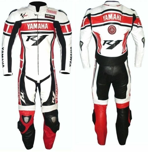 YAMAHA MOTORBIKE LEATHER SUIT FOR MEN AND WOMEN WHITE