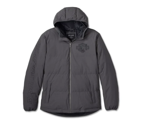 Men's Bar & Shield Hooded Puffer - Blackened Pearl