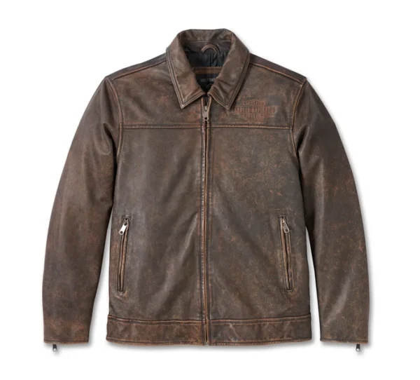 Men's Gas & Oil Leather Jacket - Brown Leather