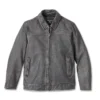 Men's Gas & Oil Leather Jacket - Washed Black