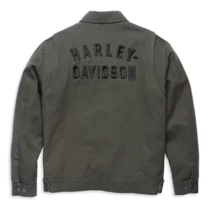 Men's Racer Font Canvas Snap Front Jacket