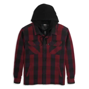 Men's Willie G Skull Hoodie Buffalo Check Shirt Jacket