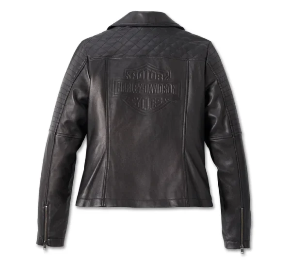 Women's Classic Biker Debossed Leather Jacket