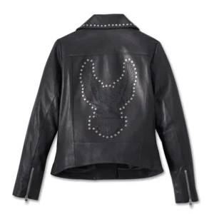 Women's Classic Eagle Studded Leather Jacket