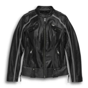 Women's Hairpin Leather Jacket - Black