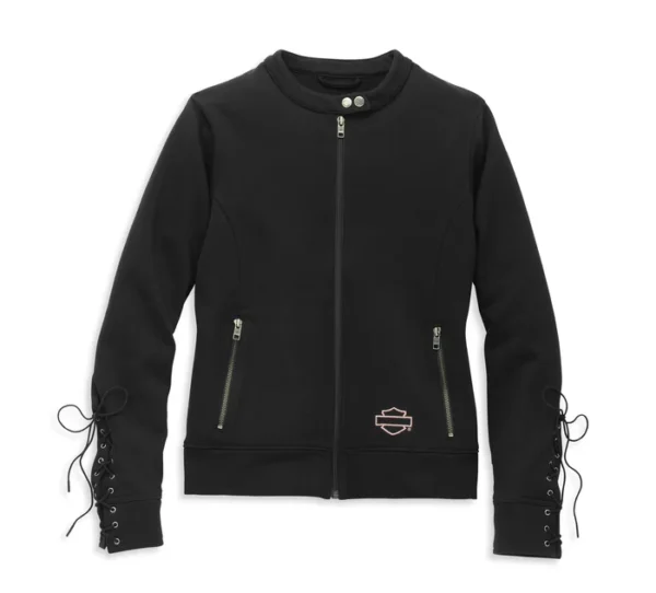 Women's Script Font Zip Front Knit Jacket