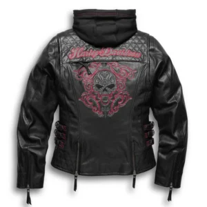 Women's Scroll Skull 3-in-1 Leather Jacket