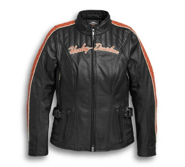 Women's Vanocker Waterproof H-D Triple Vent System Leather Jacket